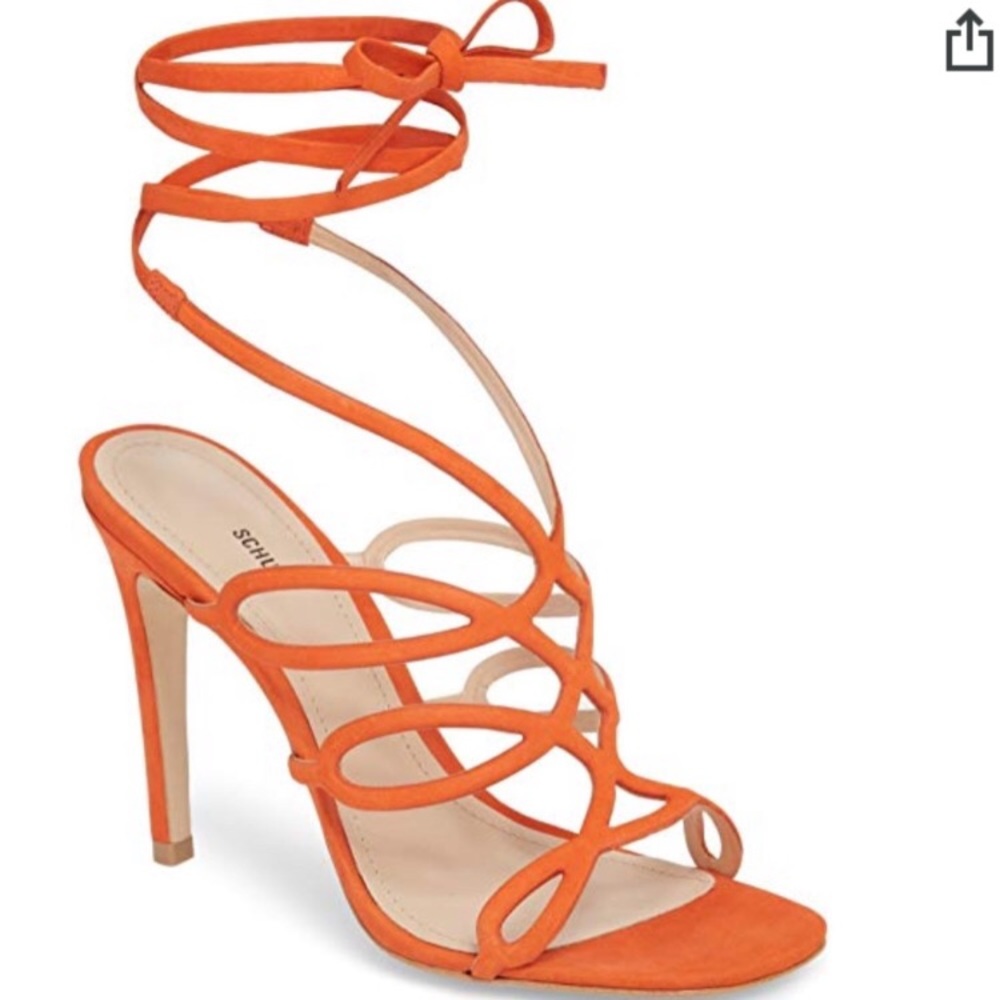 Schutz ankle wrap heel